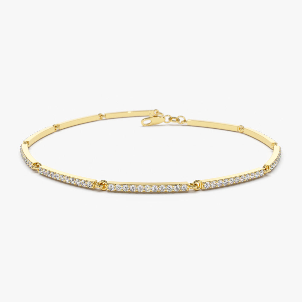 14k Gold Pave Stackable Diamond Bar Bracelet 14K Gold Ferkos Fine Jewelry