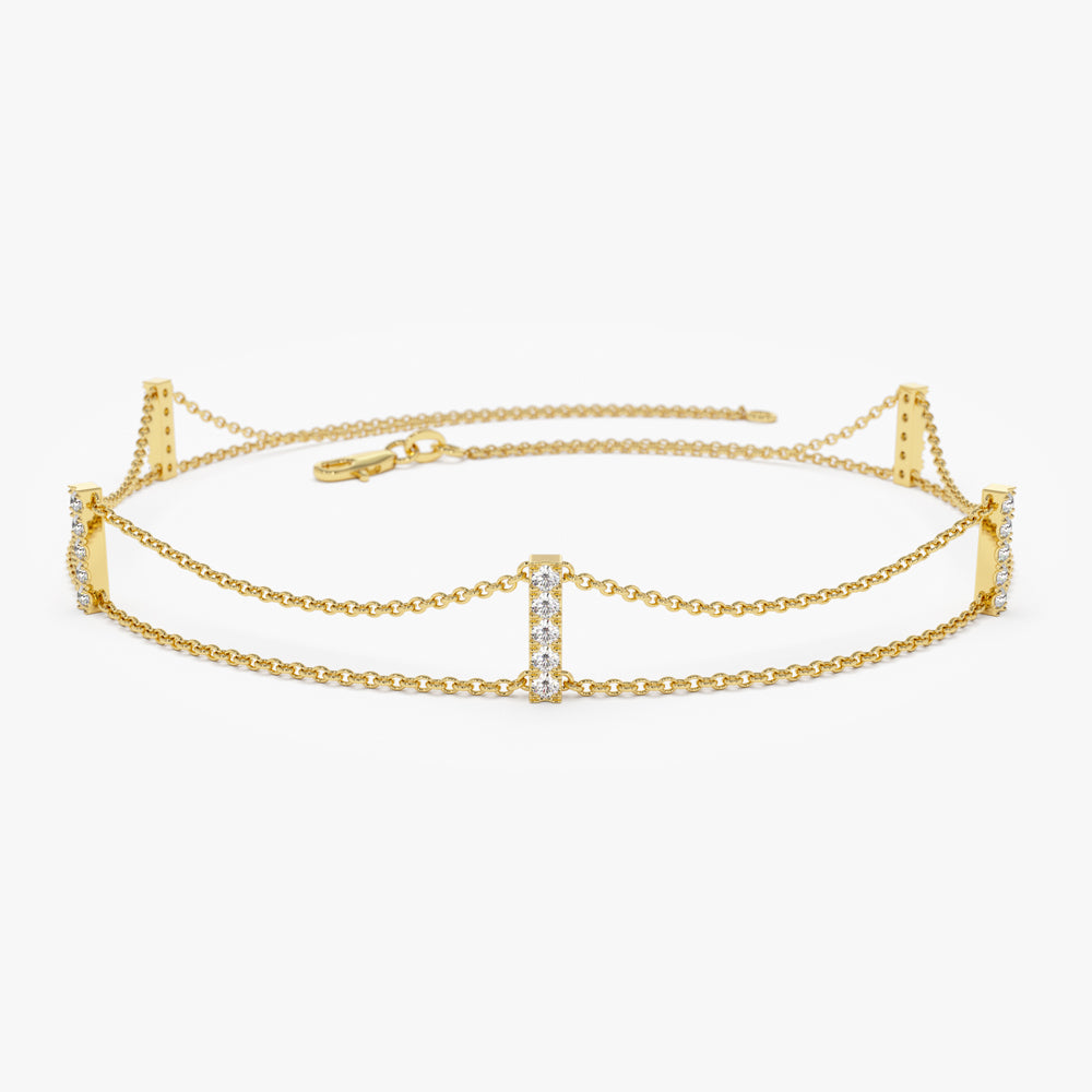 14k 5 Station Diamond Bar Bracelet 14K Gold Ferkos Fine Jewelry