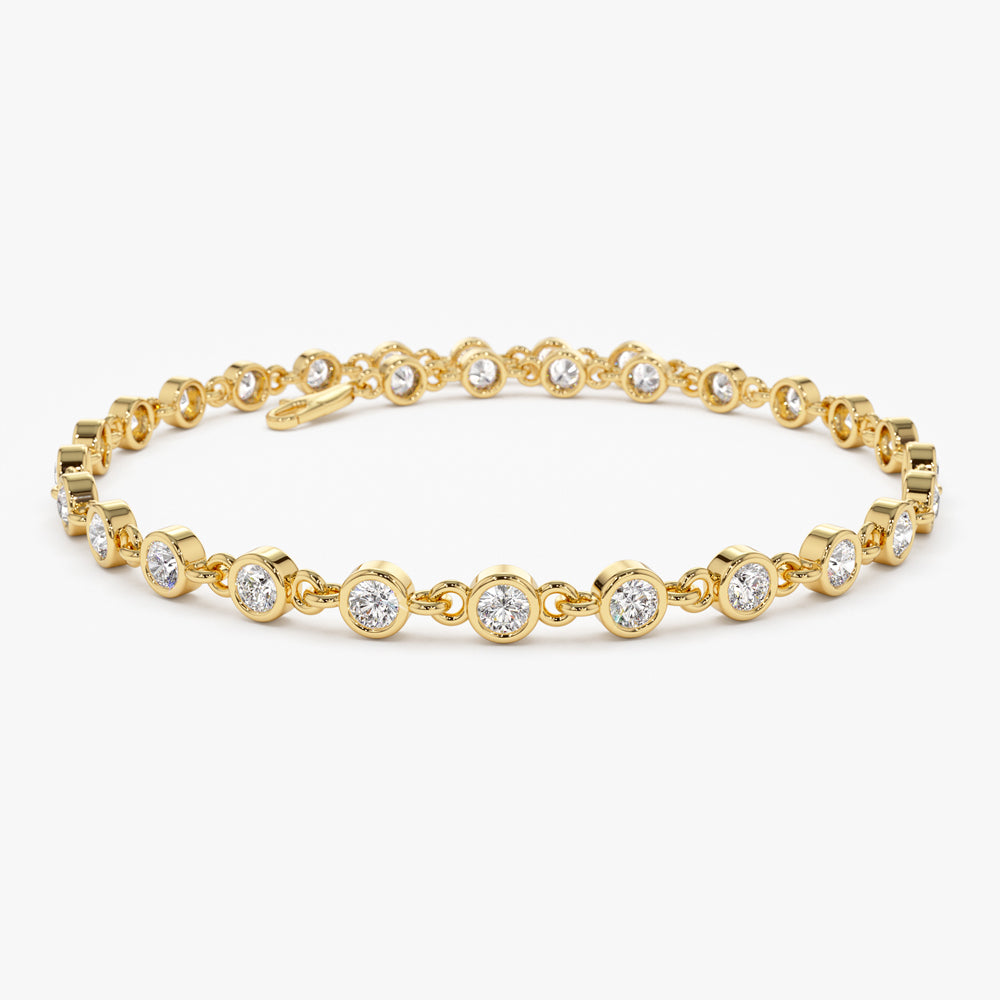 14k Bezel Setting Diamond Tennis Bracelet 14K Gold Ferkos Fine Jewelry