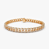14k 4.8MM Diamond Cuban Link Bracelet 14K Rose Gold Ferkos Fine Jewelry