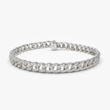 14k 4.8MM Diamond Cuban Link Bracelet 14K White Gold Ferkos Fine Jewelry