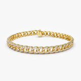14k 4.8MM Diamond Cuban Link Bracelet 14K Gold Ferkos Fine Jewelry