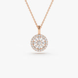 14K Baguette and Round Diamond Charm Necklace 14K Rose Gold Ferkos Fine Jewelry