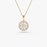 14K Baguette and Round Diamond Charm Necklace 14K Gold Ferkos Fine Jewelry