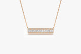 14k Gold Baguette Diamond Horizontal Necklace 14K Rose Gold Ferkos Fine Jewelry