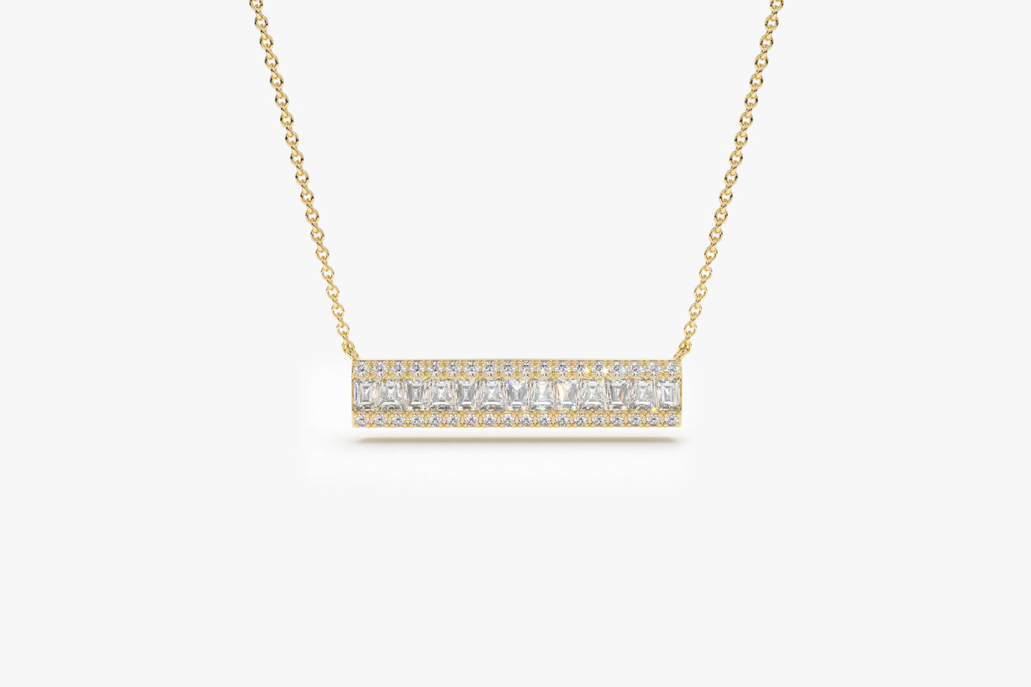 14k Gold Baguette Diamond Horizontal Necklace 14K Gold Ferkos Fine Jewelry