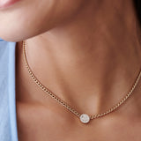 14k Gold Curb Link Baguette Diamond Disc Cluster Necklace  Ferkos Fine Jewelry