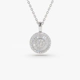 14K Baguette Diamond Disc Cluster Necklace 14K White Gold Ferkos Fine Jewelry