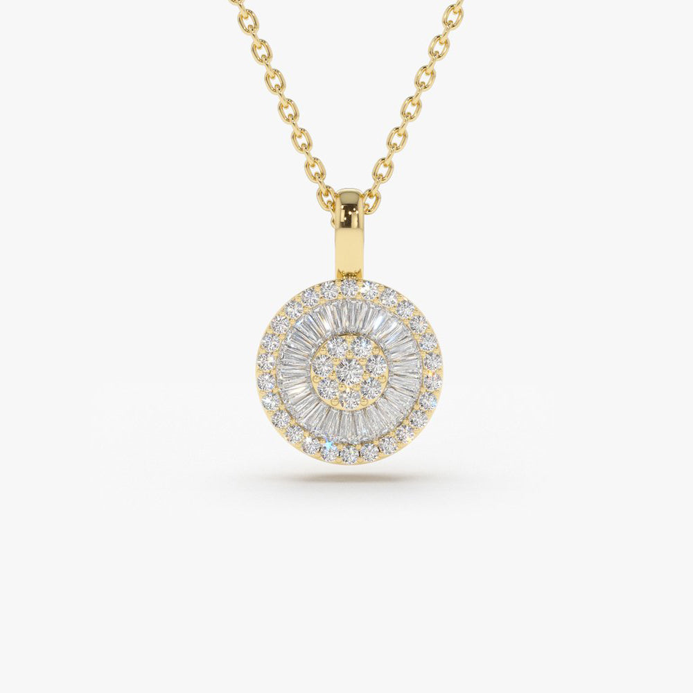 14K Baguette Diamond Disc Cluster Necklace 14K Gold Ferkos Fine Jewelry
