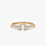 14k Illusion Setting East to West Baguette Diamond Ring 14K Rose Gold Ferkos Fine Jewelry