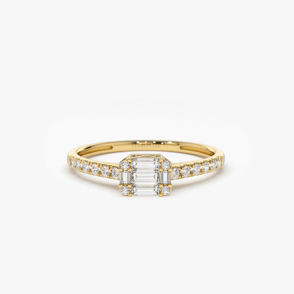 14k Illusion Setting East to West Baguette Diamond Ring 14K Gold Ferkos Fine Jewelry