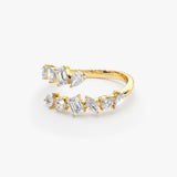 14K Solid Gold Cross Over Mix Diamond Ring  Ferkos Fine Jewelry