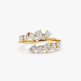 14K Solid Gold Cross Over Mix Diamond Ring 14K Gold Ferkos Fine Jewelry