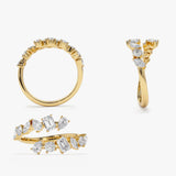 14K Solid Gold Cross Over Mix Diamond Ring  Ferkos Fine Jewelry