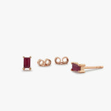 14K Gold Baguette Ruby Earrings 14K Rose Gold Ferkos Fine Jewelry