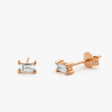 14K Gold Baguette Cut Diamond Stud Earrings 14K Rose Gold Ferkos Fine Jewelry