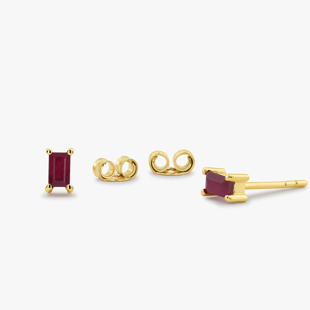 14K Gold Baguette Ruby Earrings 14K Gold Ferkos Fine Jewelry