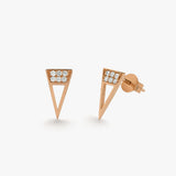 14K Gold Elongated Triangle Earrings with Micro Pave Diamonds 14K Rose Gold Ferkos Fine Jewelry