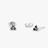 14K Gold Tiny Black Diamond Trio Stud Earrings 14K White Gold Ferkos Fine Jewelry