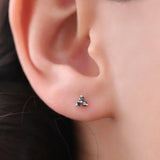 14K Gold Tiny Black Diamond Trio Stud Earrings  Ferkos Fine Jewelry