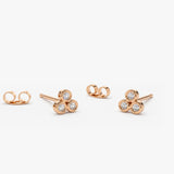 14K Gold Dainty Round Cut Diamond Trio Stud Earring 14K Rose Gold Ferkos Fine Jewelry