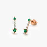 14K Gold Round Emerald and Diamond Earrings 14K Rose Gold Ferkos Fine Jewelry
