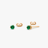 14K Gold Round Cut Emerald Stud Earrings 14K Rose Gold Ferkos Fine Jewelry