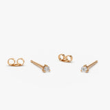 14K Gold Mini Diamond Studs 14K Rose Gold Ferkos Fine Jewelry