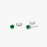 14K Gold Round Cut Emerald Stud Earrings 14K White Gold Ferkos Fine Jewelry