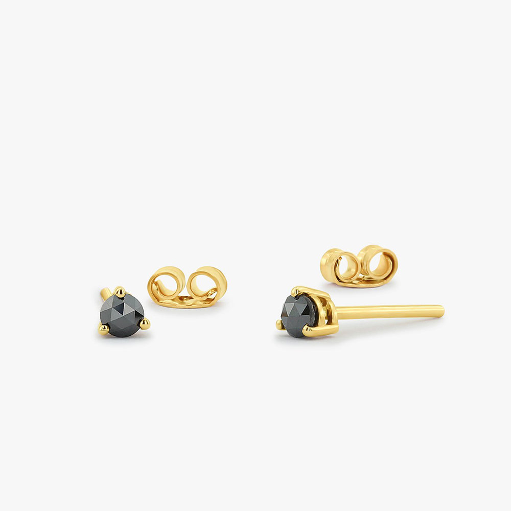 14K Gold Rose Cut Black Diamond Earrings 14K Gold Ferkos Fine Jewelry