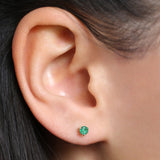 14K Gold Round Cut Emerald Stud Earrings  Ferkos Fine Jewelry