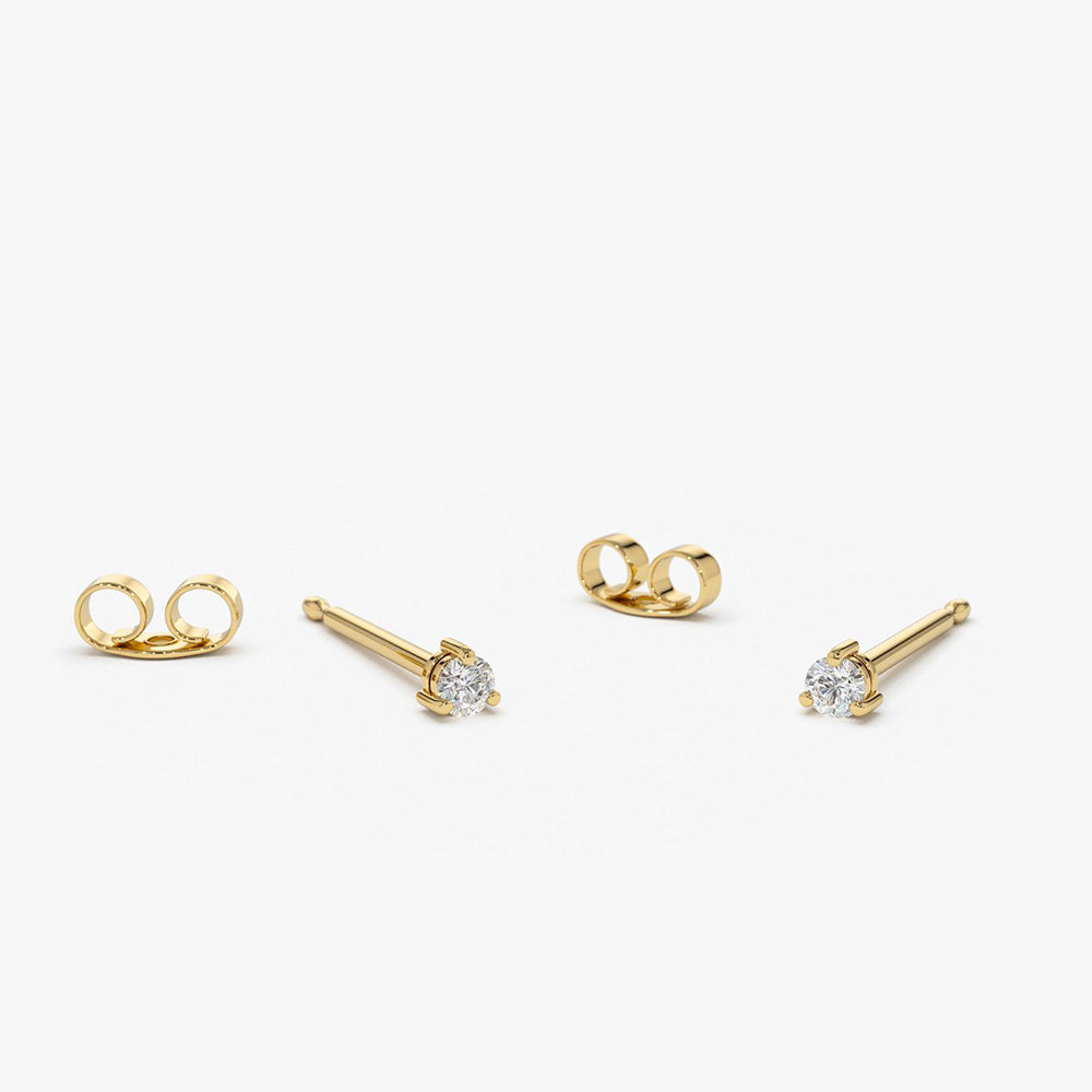 14K Gold Mini Diamond Studs 14K Gold Ferkos Fine Jewelry