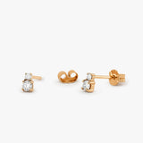 14K Gold Double Diamond Studs 14K Rose Gold Ferkos Fine Jewelry