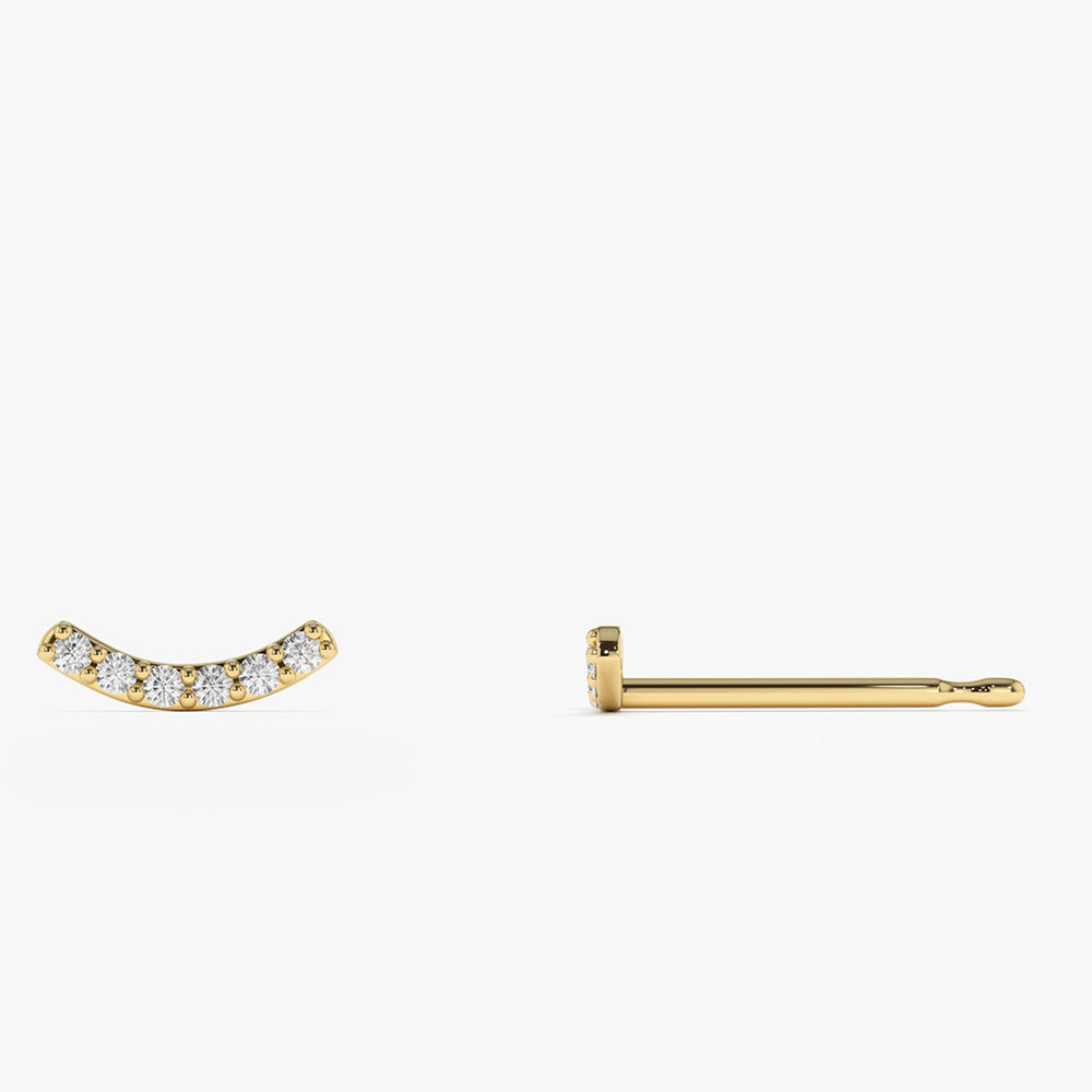 14K Gold Diamond Curved Bar Stud Earrings – Ferkos Fine Jewelry