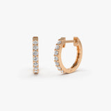 14K Gold Diamond Hoop Earrings 14K Rose Gold Ferkos Fine Jewelry