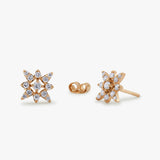 14K Gold Compass Star Diamond Earrings 14K Rose Gold Ferkos Fine Jewelry