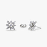 14K Gold Compass Star Diamond Earrings 14K White Gold Ferkos Fine Jewelry