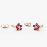 14K Ruby and Diamond Flower Studs 14K Rose Gold Ferkos Fine Jewelry