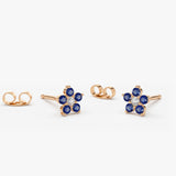 14k Sapphire and Diamond Flower Studs 14K Rose Gold Ferkos Fine Jewelry