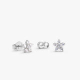 14K Gold Diamond Flower Earrings 14K White Gold Ferkos Fine Jewelry