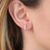 14K Gold 3 Stone Diamond Bezel Earrings  Ferkos Fine Jewelry