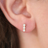 14K Gold 3 Stone Diamond Bezel Earrings  Ferkos Fine Jewelry