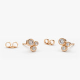 14K Gold Graduated Diamond Stud Earrings 14K Rose Gold Ferkos Fine Jewelry