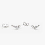 14K Gold Mini Trio Diamond Stud Earrings 14K White Gold Ferkos Fine Jewelry