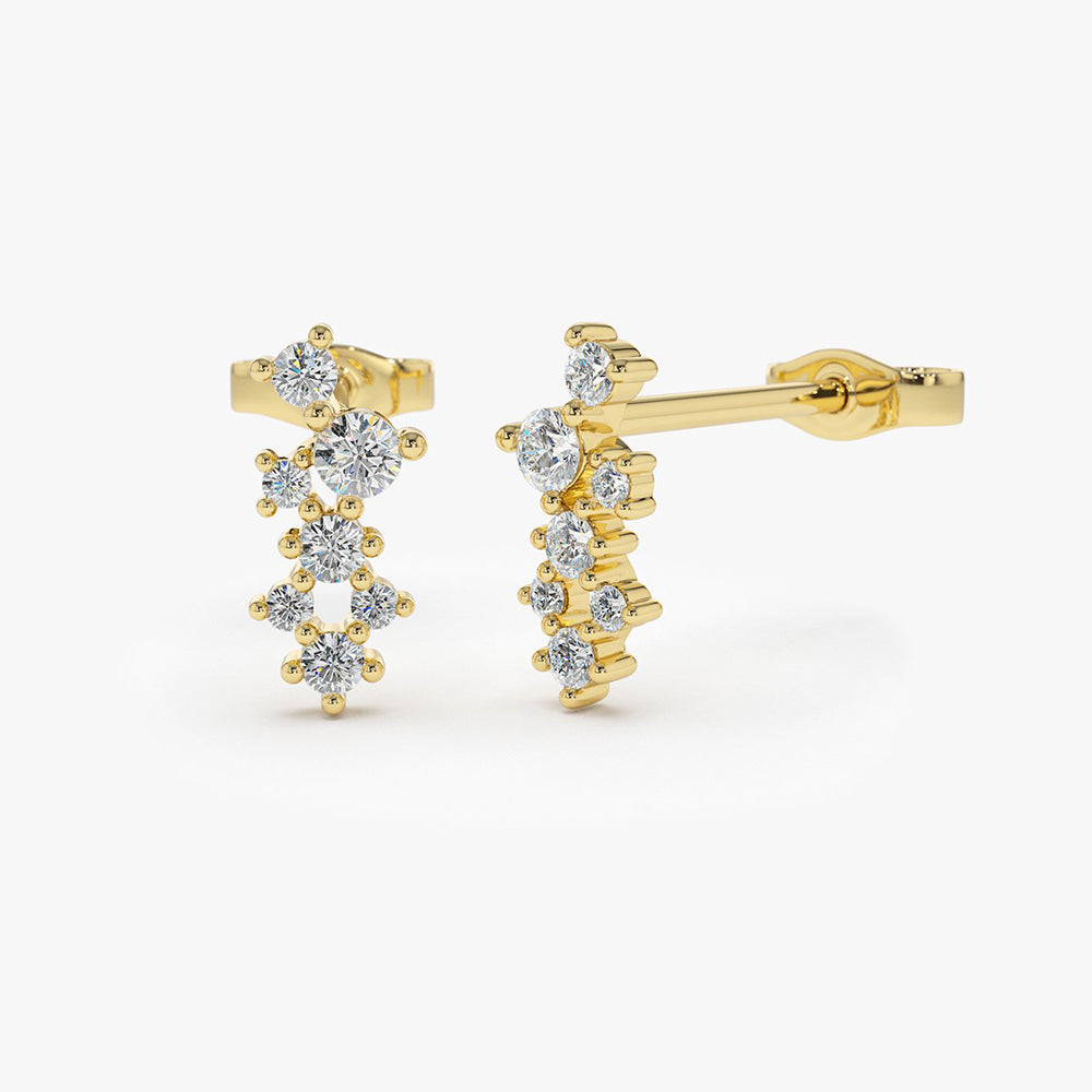 14K Gold Diamond Cluster Earrings 14K Gold Ferkos Fine Jewelry