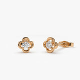 14k  Diamond Clover Earrings 14K Rose Gold Ferkos Fine Jewelry