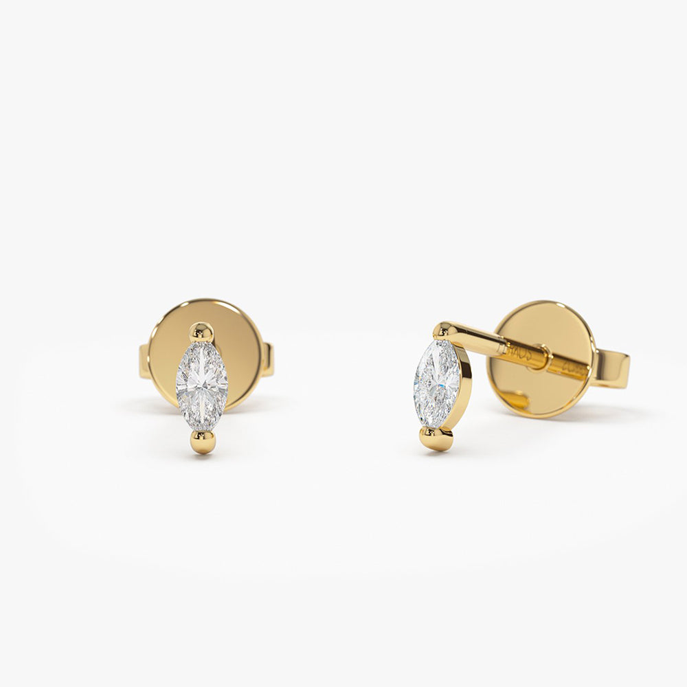 14k Mini Marquise Diamond Studs 14K Gold Ferkos Fine Jewelry