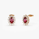 14k Oval Cut Ruby Earrings with Diamonds 14K Rose Gold Ferkos Fine Jewelry