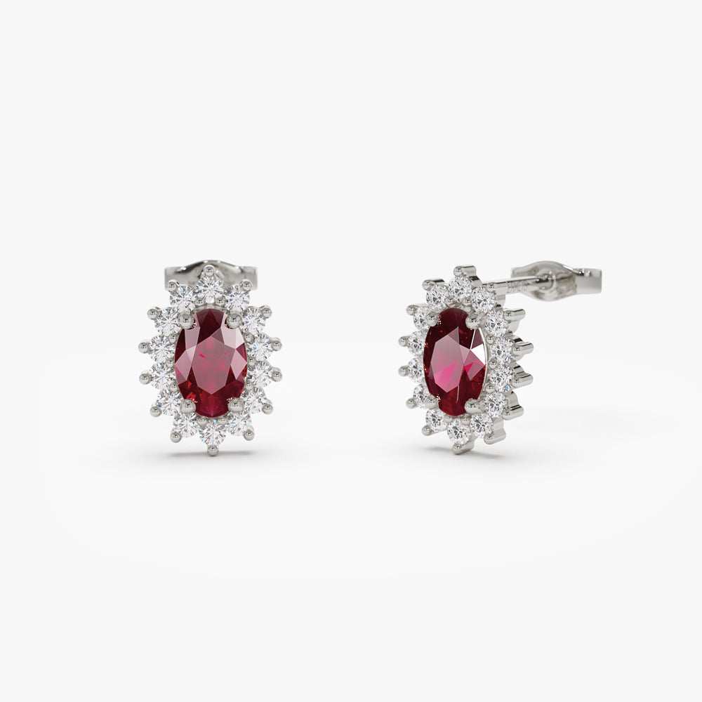 Yellow Gold Ruby and Diamond Stud Earrings — The Watchmaker's Daughter