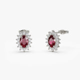 14k Oval Cut Ruby Earrings with Diamonds 14K White Gold Ferkos Fine Jewelry